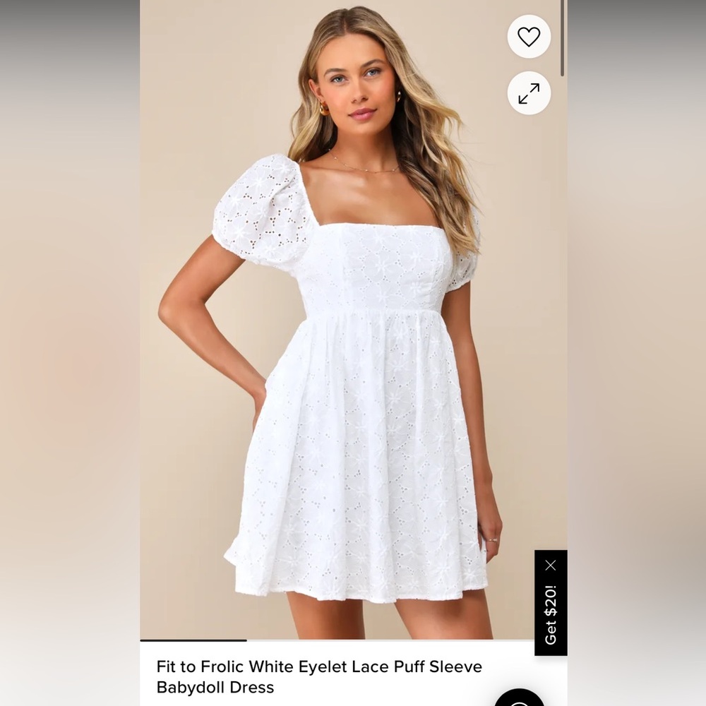Fit to Frolic White Eyelet Lace Puff Sleeve Babydoll Dress Lulus
